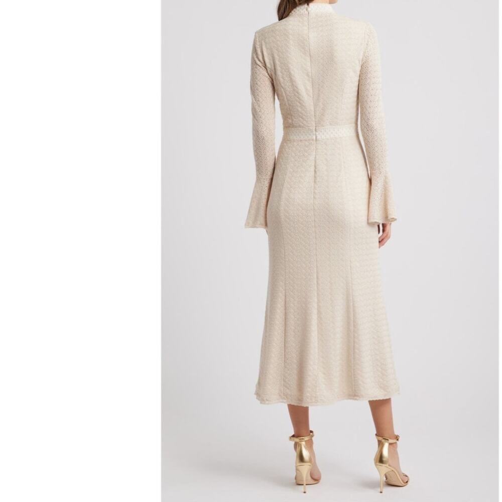 Elliatt Kailee textured crochet long bell sleeve midi dress boho large - Picture 2 of 14